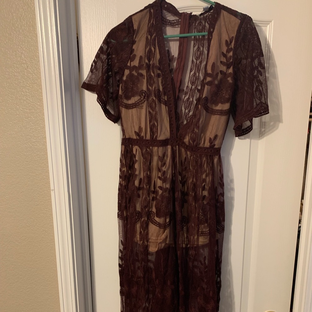 Lace floor length romper